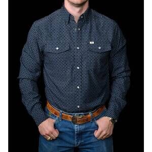 NEW FERRELL the silas long sleeve snap shirt in black